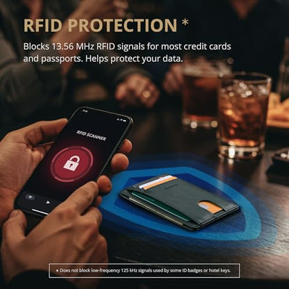Buffway Slim Minimalist Front Pocket RFID Blocking Leather Wallets for Men and Women - Alaska Green - color: Alaska Green