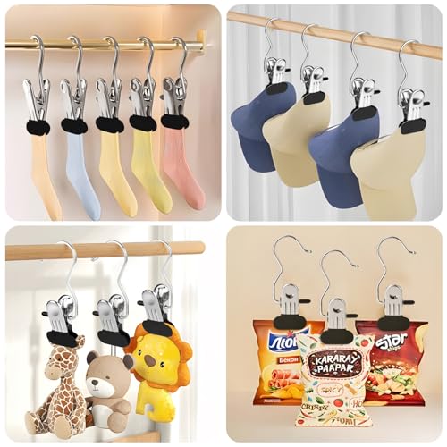 Clothes Pins 25-Pack Laundry Hook Hangers Clothes Hanger Clips for Closet Organizer Socks Towels Clips Heavy Duty Clothespins Bulk Clothes Hanger Clips for Wardrobe Travel Pants Socks Handbag