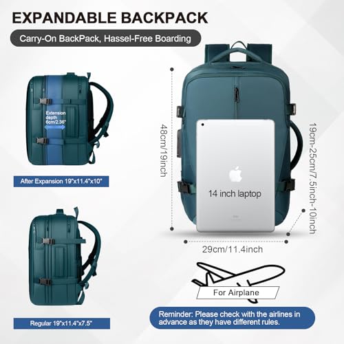 Vacuum Seal Backpack Travel with Pump, Expandable Vacuum Backpack with Air Compression System, Airback Vacpack TSA Lock Water Resistant Carry-On Luggage (Blue) - color: Blue