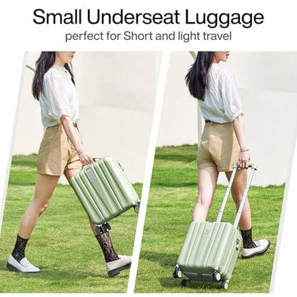 Hanke 14 Inch Underseat Carry On Luggage with Wheels Hard Shell Suitcases Carry On Bag Lightweight Small Mini Suitcase Travel Luggage for Travel（Bamboo Green） - color: Bamboo Green, size: Underseat 14 Inch