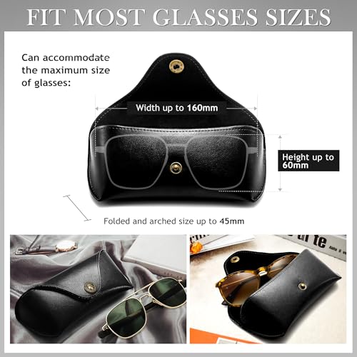 SUNGAIT Vegan Leather Glasses Case Portable Sunglasses Holder Hard Shell Slim Design Travel-Ready - color: Black