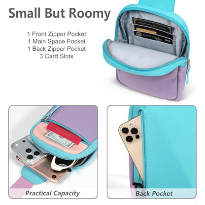 Birthday Gifts for 8 9 10 11 12 Year Old Teens Girls Kids, Fanny Pack Crossbody Bag Sling Belt Bags Purse, Dorm Travel Essentials for Girls Fashion, Preppy Tween Teen Girl Gift Trendy Stuff - color: Blue&Purple