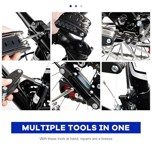 16-in-1 Motorcycle Bike Repair Tool, Foldable Bicycle Maintenance Tool with Screwdriver & Hex Wrenches, Portable Multitool Maintenance Set for Motorcycle Mountain Bike Scooter