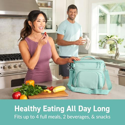 Bentgo Prep Deluxe Insulated Multimeal Bag - Lunch Box Bag, Holds 5 Meals, Premium Insulation up to 8 Hrs, Durable, Water-Resistant - Large Capacity For Adult Meal Prep (Coastal Aqua) - color: Coastal Aqua