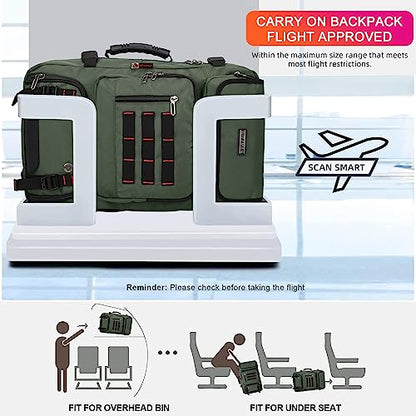 WITZMAN Carry on Travel Backpack for Men Women Airline Approved Convertible Nylon Duffle Backpack Luggage Bag (B682 Army Green) - color: 02.army Green