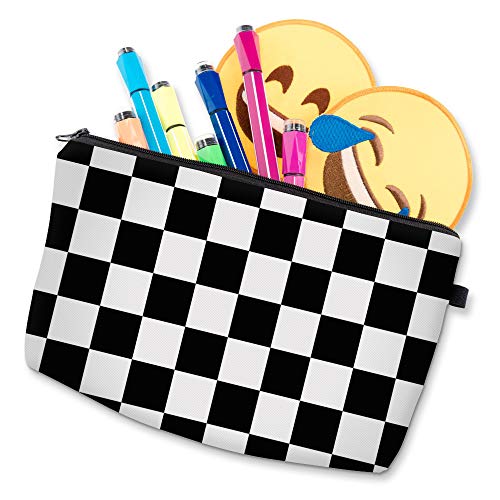 Deanfun Cosmetic Bag for Women, Black White Lattice Waterproof Makeup Bags Roomy Toiletry Pouch Travel Accessories Gifts (51782) - color: 51782