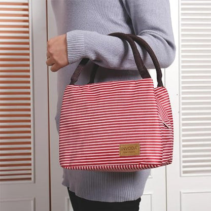 2PCS Lunch Bags Reusable Lunch Tote Bags Portable Lunch Cooler Bag Lunch Holder Insulated Lunch Box Bag for Picnic Office Beach (Blue+Red) - color: Blue+Red