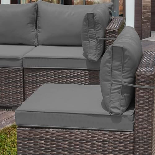 9 Pieces Outdoor Sectional Furniture All Weather PE Rattan Wicker Patio Conversation Set with Coffee Table and 8 Thickened Cushions,Grey - color: Grey, size: 9 Sofa Set