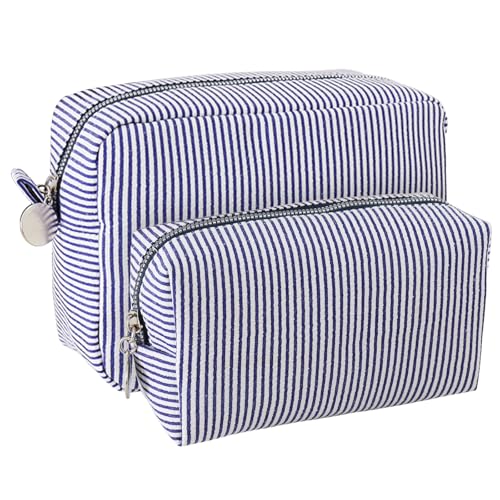 2pcs Makeup Bag Travel Toiletry Bag for Women Lightweight Make Up Bag Purse Organizer Pouches Large Cosmetic Bag Small Makeup Pouch Medicine Bag Travel Essentials for Women Dark Blue - color: dark blue