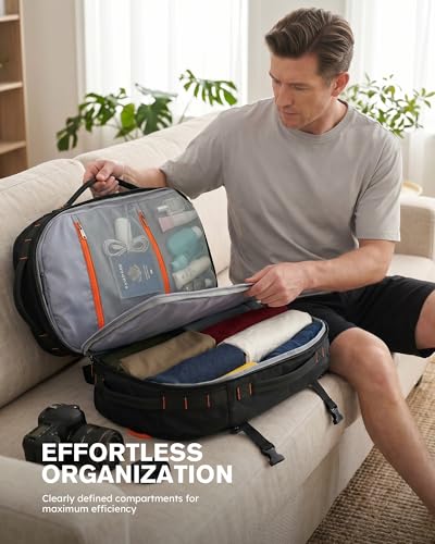 Tolaccea Travel Backpack for Men Women, 40L-50L Carry On Backpack with Wet Dry Compartment, TSA Approved Laptop Daypack Fits 15.6", Convertible Expandable Large Rucksack Duffel Bag for Work Travel - color: Black
