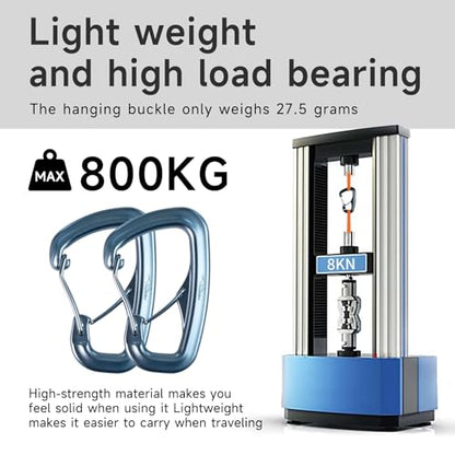 Heavy Duty Carabiner Clip Hook 8KN (1763 lbs), 2 PCS Ultra-Light Aluminum Caribeaners with Double Door D Ring Shape, for Hammock, Camping, Hiking, Backpacking, Dog Leash, Keychain Clip - style: 2#Silver-2pc