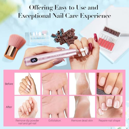 AzureBeauty Dip Powder Nail Kit with Electric Nail Drill 24 Colors Spring Summer Macarons Purple Pink Nail Starter Kit with Dip Liquids Base Top Coat Activator Portable French Art Essential Easter Set - color: Macaron Pastel Pink Purple
