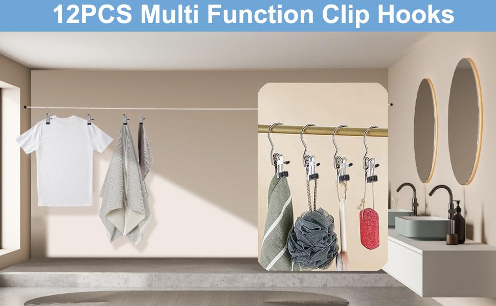 Boot Hanger Clips, 12-Pack Laundry Hanging Hooks Clothes Pins for Closet Organizer, Heavy Duty Hanger Clips for Pants, Socks, Towels, Hats, Boots, and Travel, Space-Saving Clothes Clips for Home Use