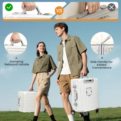 VentureVault Carry On Luggage 22x14x9 Airline Approved, Zipperless Luggage Carry On, Hard Shell Suitcases with TSA Lock, Lightweight Carry On Suitcases with Aluminum Frame (white, 20inch) - color: White, size: 20inch
