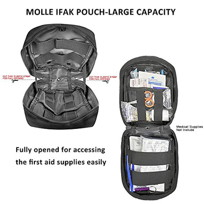 First Aid Pouch Empty Small, Tactical Molle EMT Pouch Compact Medical IFAK Rip Away Untility Bag Pouches - color: Black