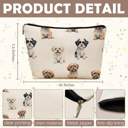 Shih Tzu Dog Makeup Bag, Shih Tzu Lovers Gifts Cosmetic Bag for Women, Dog Mom Lovers Owner Gifts for Women Christmas, Pet Lover Gift Zipper Travel Makeup Pouch for Purse - color: shih tzu