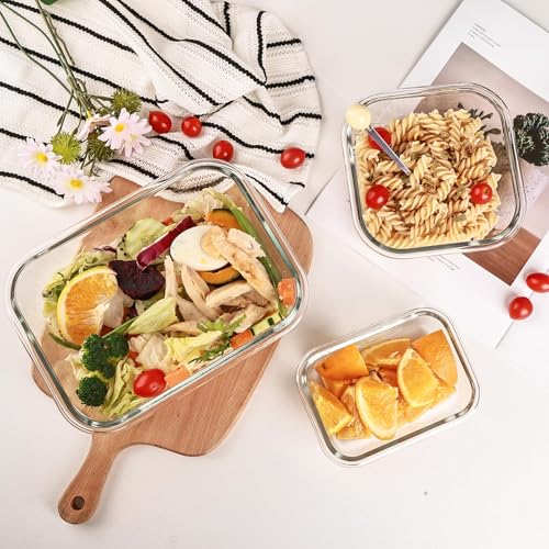 Liuruiyu 8 Pack Glass Food Storage Containers with Lids, Meal Prep Containers, Airtight Bento Boxes with Leak Proof Locking for Microwave, Oven, Freezer and Dishwasher, BPA Free - color: transparent