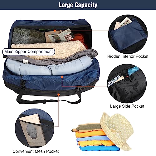 REDCAMP Foldable Travel Bag, Large Sports Bag, 75L/96L/100L, Lightweight Waterproof Tote Bag - color: Blue 100L