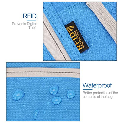 Neck Wallet Lightweight RFID Blocking Waterproof Travel Pouch Passport Wallets for Women Men - color: A-Rose