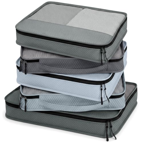5 Pcs Packing Cubes for Suitcase Large Travel Cubes Carry on Luggage Organizer Bags for Clothes Accessories(Mixed,Gray) - color: Gray, size: Mixed