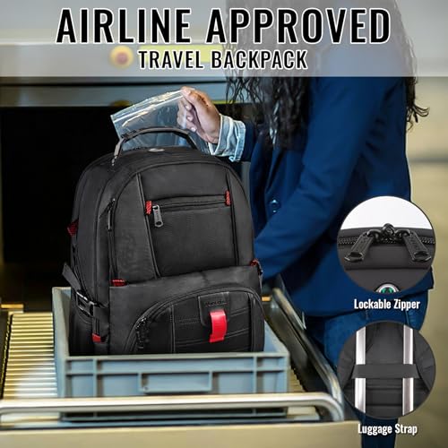 YOREPEK Large Laptop Backpack for Men, Heavy Duty Travel Backpack Carry On Flight Approved, 17 Inch College Work Bookbag, Water Resistant Business Backpack for Men Women, mochilas para hombres - color: Black, size: 17 Inch