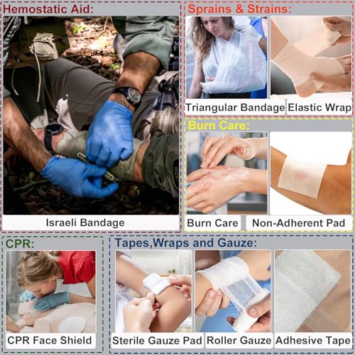 [Upgrade] Survival First Aid Kit Outdoor Molle System with Tactical Gear Set Trauma Kit for Camper Travel Hunting Hiking and Adventures - color: Tan