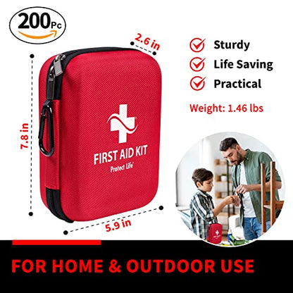 Protect Life Survival First Aid Kit for Home/Business, Camping Survival Kits | Mini Travel First Aid Kit | Camping Equipment | Small Kits for Car | Outdoor Emergency Survivals Pack - 200pcs - size: 200 Pieces Kit (Hard Case)