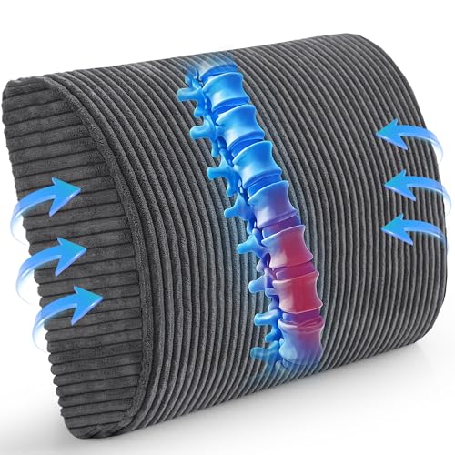 Lumbar Support Pillow for Recliner Chair/Accent Chair/Couch, Extra Large Memory Foam Back Support Cushion for Elderly, Recliner Cushions for Back Rest, Pain Relief, Reading, Washable Cover, Dark Grey - color: Dark Grey, size: 20"x16"x5.5"