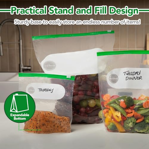 Seal Fresh Slider Storage Bags Variety Pack 145 Count — Pint, Quart, Gallon, 2 Gallon Sizes — Expandable Bottom, BPA Free, Microwave Safe, Freezer Safe - color: Value Pack, size: Multi-Size