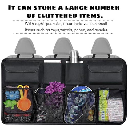 Car Trunk Organizer, Large Capacity 600D Oxford Cloth Vehicle Storage Bag with 8 Pocekt, Automotive Backseat Hanging Cargo Organization Accessories, Universal for SUV MPV Van