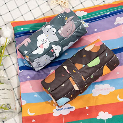 babygoal Wet Dry Bags 3 Pack for Baby Cloth Diapers, Washable Travel Bags, Beach, Pool, Gym Bag for Swimsuits & Wet Clothes with Two Zippered Pockets 3LN27 - color: Elephant and ice cream