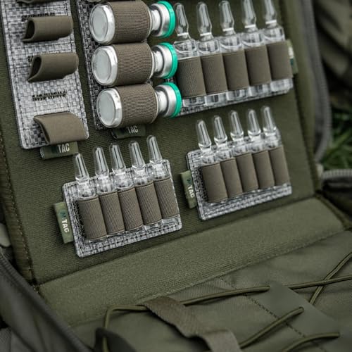 M-Tac Modular Ampoule Organizer Insert | Tactical Insert with Elastic Loops & Loop Velcro Backing | Fits Medical Kits & Backpacks, 5 Slot - color: Ranger Green, size: 2 ml
