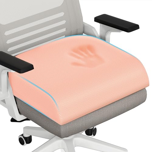 TranquilRelax 2XL Seat Cushion, Memory Foam Cushion for Long Sitting Hours on Office Chair, Car Seat, Non-Slip Chair Pad for Sciatica, Coccyx, Tailbone Pain Relief & Post-Surgery Recovery (Pink) - color: Pink, size: 2XL-Large