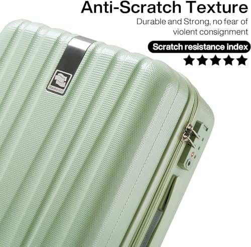 Hanke Luggage Sets 3 piece Carry On Luggage with Wheels PC Hard Shell Suitcases Lightweight Checked Travel Luggage Large Travel Suitcase Woman Men 20/24/29 Inch(Bamboo Green) - color: Bamboo Green, size: 3 Piece Set（20/24/29）