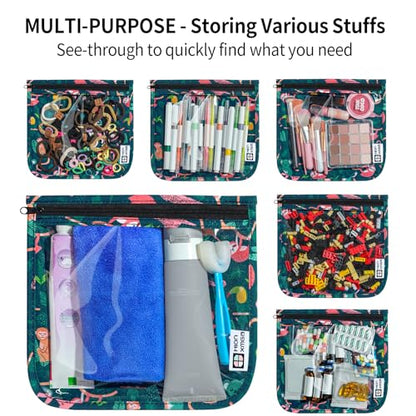 HIONXMGA TSA Approved Toiletry Bag, Set of 3 Clear Travel Toiletry Bag Quart Size Zipper Travel Pouch, Waterproof Makeup Cosmetic Bag for Women Men Kids Toiletries Carry on, Jungle Large - color: Jungle, 3 Large