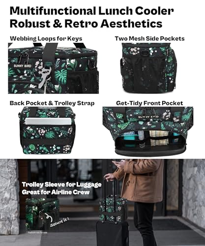 SUNNY BIRD 12L Large Insulated Lunch Bag, Leakproof and Foldable Lunch Cooler Box for Women Adult and Men, Fits 18 Cans (Floral & Foliage) - color: Floral & Foliage
