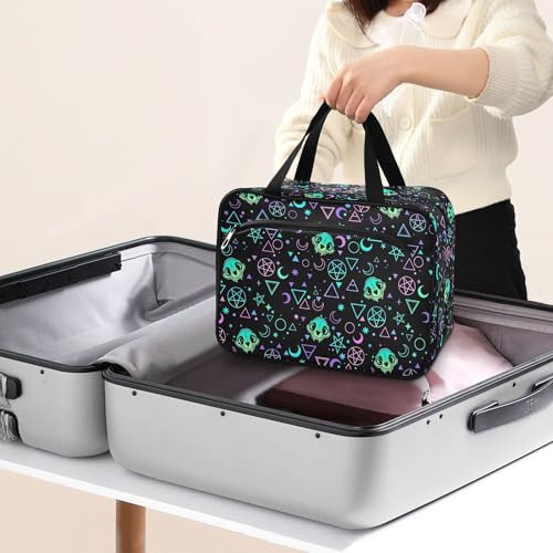 MNSRUU Hanging Toiletry Bags for Women Travel, Gothic Magic Skulls Toiletry Organizer Portable Travel Toiletry Bags Clear Wash Bags Makeup Bag Cosmetic Bag - color: Skulls 192
