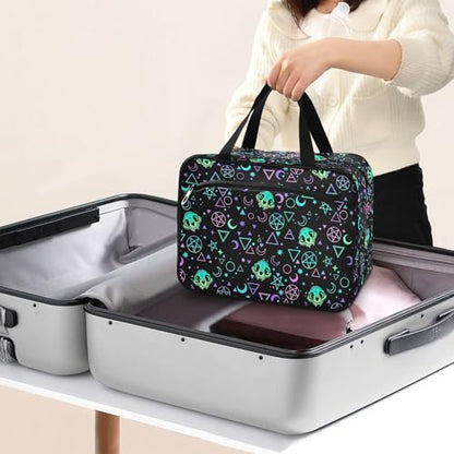 MNSRUU Hanging Toiletry Bags for Women Travel, Gothic Magic Skulls Toiletry Organizer Portable Travel Toiletry Bags Clear Wash Bags Makeup Bag Cosmetic Bag - color: Skulls 192