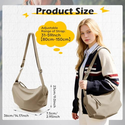 SEAFEW Mini Crossbody Bag Shoulder Bag for Men, Small Messenger Satchel Bag for Women - color: Khaki - Crescent