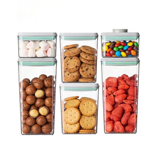 Airtight Food Storage Containers Set with One-Touch Lid, 6-Piece Multi-Size Set (0.6, 1.3, 1.9Qt)*2 Stackable Durable PET for Flour, Cereal, Snacks & Complete Pantry Organization - color: 6 Pcs Set