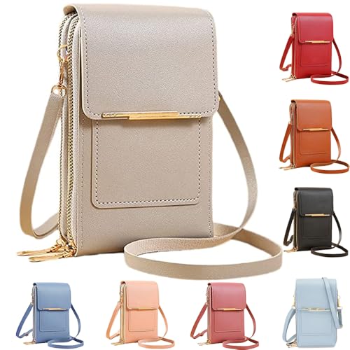 Anti-Theft Leather Bag,Small Crossbody Cell Phone Purse Wallet for Women,RFID Block Phone Purse Crossbody with Shoulder Strap - color: Grey