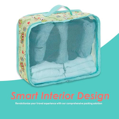 Sanrio's Hello Kitty Packing Cubes - 5 Piece Packing Cube Bags - Travel Essentials - Suitcase Luggage Organizer Set - Hello Kitty and Friends, My Melody, Kerromi, Kerropi, Badtz-Maru (Kerropi) - color: Green