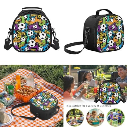 Kids Boys School Backpacks Set,Football Schoolbag Matching Combo for Preschool Primary, Lightweight Bookbag, Lunch Box Bundle and Pen Case Set - color: Football -1