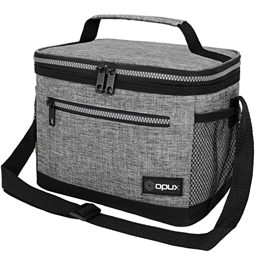 opux Insulated Lunch Box Men Women, Lunch Bag for Work School, Leakproof Soft Cooler Tote Adult, Large Lunch Pail Kids Boys Girls, Picnic Beach Food Bag with Shoulder Strap, Heather Grey - color: Heather Gray, size: Medium