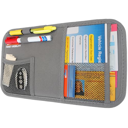 Car Sun Visor Organizer - Auto Document and Small Storage Holder - Pouch for Registration and Insurance - Perfect Minimalist Design (Pack of 1 (Gray)) - size: 1 Pack (Gray)