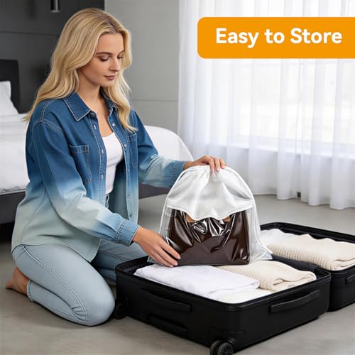 12 Pieces Dust Bags for Handbags White Non-Woven Drawstring Bags Breathable Cloth Purse Storage Dustproof Storage Bags with Drawstring for Handbags,Purses,Shoes,and Travel Organizing