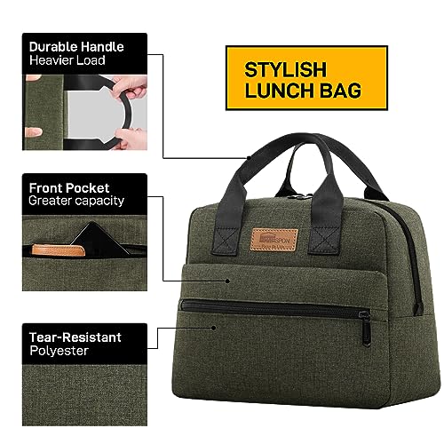 HOMESPON Insulated Lunch Bag for Women Men Lunch Box Cooler Lunch Tote for Work Picnic (Green) - color: Green