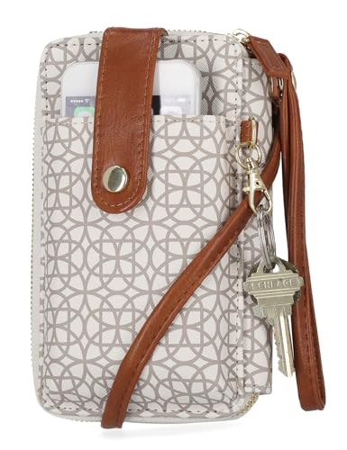 Mundi Jacqui RFID Crossbody Wallet for Women, Vegan Leather Small Travel Handbag with Phone Holder, Compact Organizer with Card Slots and Removable Strap, Vacation Purse in Bridgehampton Sand - color: Bridgehampton Sand