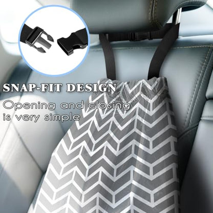 Car Trash Bag Hanging Back of Seat with Adjustable Snap Buckle Strap Cute Printed Drawstring Garbage Bags for Car-Grey White - color: Grey White Car Trash Bag