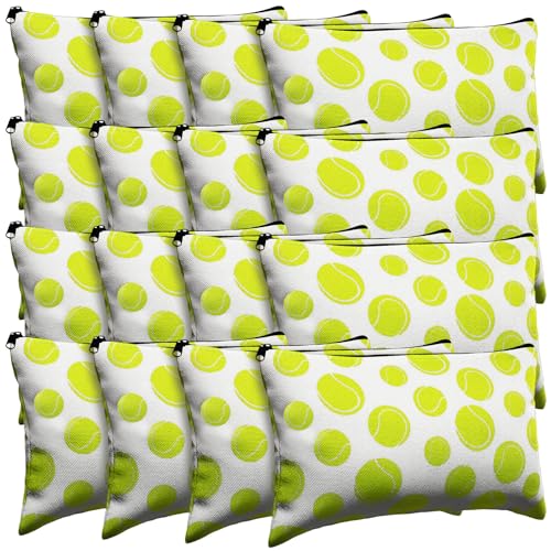 Eccliy 20 Pcs Tennis Makeup Bags Bulk Sport Team Gifts Tennis Cosmetic Bag Accessories for Women Toiletry Zipper Pouch Travel Canvas Gifts Stuff for Party Team Players Lover - size: 8 x 5 Inch, style: Tennis